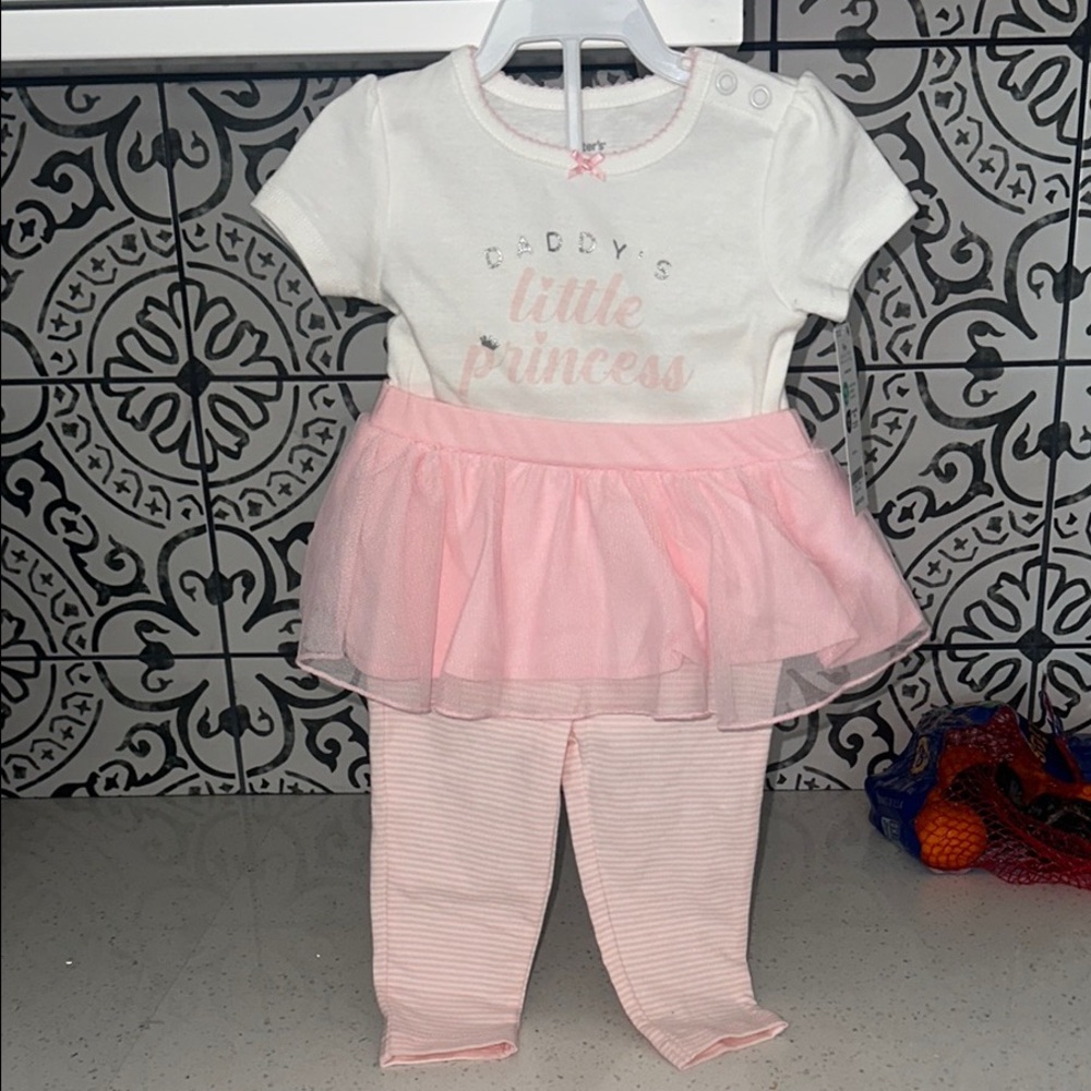 NET Daddy’s Little Princes White and Pink 2 Piece Outfit